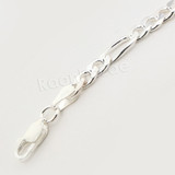 Italian .925 Sterling Silver PRAYING HANDS CROSS Pendant 5mm Figaro Necklace S06
