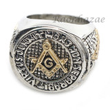 MASONIC FREEMASON GOLD COMPASS HANDKERCHIEF NECKTIE 2PIN FLOWER SET W/ RING G1