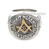 MASONIC FREEMASON SILVER COMPASS HANDKERCHIEF NECKTIE 2PIN FLOWER SET W/ RING