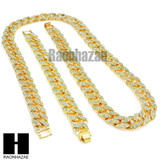 Hip Hop Mens 14k Gold Finish 16mm 30", 36" Cuban Link Chain Bracelet
