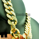 Hip Hop Mens 14k Gold Finish 16mm 30", 36" Cuban Link Chain Bracelet
