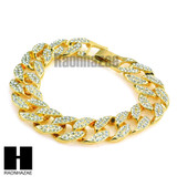 Hip Hop Mens 14k Gold Finish 16mm 30", 36" Cuban Link Chain Bracelet