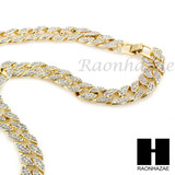 Hip Hop Mens 14k Gold Finish 16mm 30", 36" Cuban Link Chain Bracelet