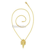 HIP HOP 14K GOLD PLATED MIGOS ANGEL PENDANT W 3mm 24" BOX CHAIN NECKLACE K440G
