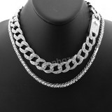 Hip Hop Quavo Cross Miami Cuban Choker Chain Tennis Necklace L46
