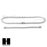 14k White Gold Finish Heavy 12mm Miami Cuban Link Chain Necklace Bracelet Set E