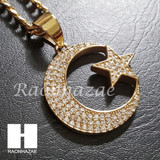 316L Stainless steel Gold Muslim Moon&Star Pendant 5mm Cuban Chain S25 316L Stainless steel Gold Muslim Moon&Star Pendant 5mm Cuban Chain S25