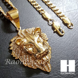 316L Stainless steel Gold Bling King Lion w/ 5mm Cuban Chain SG7 316L Stainless steel Gold Bling King Lion w/ 5mm Cuban Chain SG7
