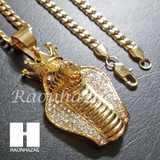 316L Stainless steel Gold King Cobra w/ 5mm Cuban Chain SG010 316L Stainless steel Gold King Cobra w/ 5mm Cuban Chain SG010