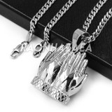 Hip Hop Iced Stainless Steel Gold / Silver Jesus Face Pendant W Cuban Chain