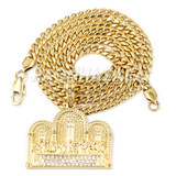 Hip Hop Iced Stainless Steel Gold/Silver Last Supper Pendant W Cuban Chain