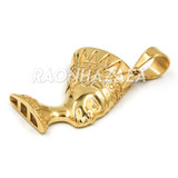 Hip Hop Iced Stainless Steel Gold Egyptian Nefertiti Side Pendant W Cuban Chain