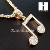MEN GOLD MIGOS MUSIC NOTE CHARM CUT 30" CUBAN LINK CHAIN NECKLACE S086G