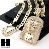 HIP HOP JESUS FACE PENDANT & DIAMOND CUT CUBAN LINK CHAIN NECKLACE N31