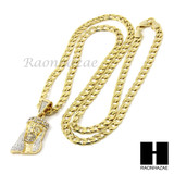 MENS HIP HOP JESUS FACE CZ PENDANT 24" CUBAN NECKLACE N023