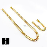 Men 14k Gold Finish Heavy 15mm Miami Cuban Link Chain Necklace Bracelet 9" 30" A