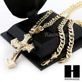 HIP HOP JESUS CROSS PENDANT & DIAMOND CUT CUBAN LINK CHAIN NECKLACE N41
