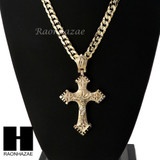 HIP HOP JESUS CROSS PENDANT & DIAMOND CUT CUBAN LINK CHAIN NECKLACE N41