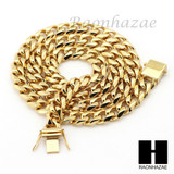 Stainless Steel Gold Finish Heavy 7mm Miami Cuban Link Chain Necklace Bracelet 1