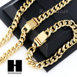 Stainless steel Gold Finish Heavy 10mm Miami Cuban Link Chain Necklace Bracelet3