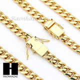 Stainless steel Gold Finish Heavy 10mm Miami Cuban Link Chain Necklace Bracelet3