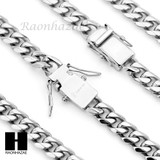 Stainless steel White Gold Heavy 10mm Miami Cuban Link Chain Necklace Bracelet 4