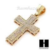 Hip Hop 14k Gold Plated 2Pac Cross PAVE Pendant 30" Cuban Link Chain N2