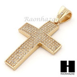 Hip Hop 14k Gold Plated 2Pac Cross PAVE Pendant 30" Cuban Link Chain N1
