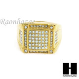 MEN RING 316L STAINLESS STEEL GOLD TONE CZ BLING RING SIZE 8-12 SR002G