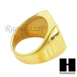 MEN RING 316L STAINLESS STEEL GOLD TONE CZ BLING RING SIZE 8-12 SR003G