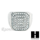 MEN RING 316L STAINLESS STEEL WHITE GOLD CZ BLING RING SIZE 8-12 SR012S