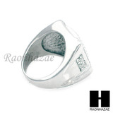MEN RING 316L STAINLESS STEEL WHITE GOLD CZ BLING RING SIZE 8-12 SR011S