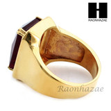 MEN RING 316L STAINLESS STEEL GOLD RED RUBY CZ RING SIZE 8-12 SR015RD