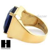 MEN RING 316L STAINLESS STEEL GOLD SAPPHIRE CZ RING SIZE 8-12 SR015BL