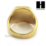 MEN STAINLESS STEEL HIP HOP 14K GOLD PLTED BLACK ONYX RING 8-12 SR030CL