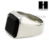 MEN STAINLESS STEEL HIP HOP SILVER TONE BLACK ONYX RING 8-12 SR031CL