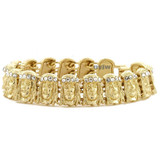 JESUS FACE GOLD PLATED MICRO PAVE CLEAR CUBIC 8.5 BRACELET KB016G