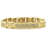 14K GOLD PLATED MICRO PAVE SIMULATED DIAMOND 8.5" BRACELET KB012G