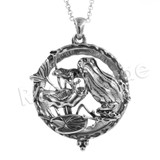 Antique Vintage Design Mermaid Glass 5X Magnifying Glass Locket Pendant Necklace