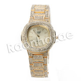 HIP HOP RAONHAZAE GOLD FINISHED LAB DIAMOND WATCH CUBAN CHAIN SET16