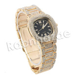 HIP HOP RAONHAZAE GOLD FINISHED LAB DIAMOND WATCH CUBAN CHAIN SET8