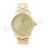 HIP HOP RAONHAZAE GOLD FINISHED LAB DIAMOND WATCH CUBAN CHAIN SET8