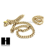 Hip Hop Men 14k Gold Finish Heavy Cuban Link Chain / Bracelet 9" 24" 30" 36" Set