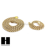 Hip Hop Men 14k Gold Finish Heavy Cuban Link Chain / Bracelet 9" 24" 30" 36" Set