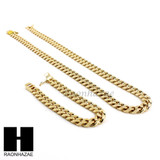 Hip Hop Men 14k Gold Finish Heavy Cuban Link Chain / Bracelet 9" 24" 30" 36" Set