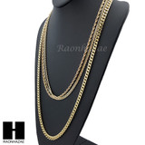 HIP HOP 14K GOLD PT 4 CHAINS ROPE, BOX, 30" CUBAN LINK NECKLACE CHAIN SET GN158G