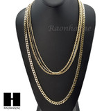 HIP HOP 14K GOLD PT 4 CHAINS ROPE, BOX, 30" CUBAN LINK NECKLACE CHAIN SET GN158G