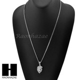 MEN STAINLESS STEEL MINI LION FACE PENDANT 24" CUBAN NECKLACE SET NP002