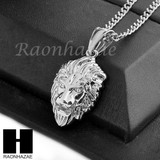 MEN STAINLESS STEEL MINI LION FACE PENDANT 24" CUBAN NECKLACE SET NP002