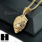 MEN STAINLESS STEEL MINI LION FACE PENDANT 24" CUBAN NECKLACE SET NP002